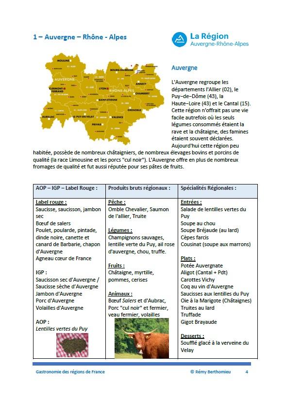 Gastronomie des regions de france table matieres p4