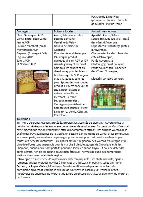 Gastronomie des regions de france table matieres p5
